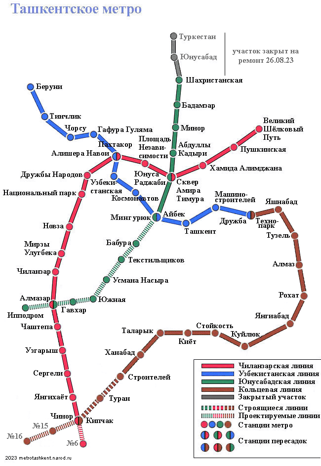 Ташкентское Метро - Схемы Линий